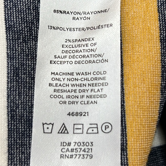 Ann Taylor Factory Dress Size Small Navy/White/Gold Stripe Rayon Blend Knit - Picture 7 of 9